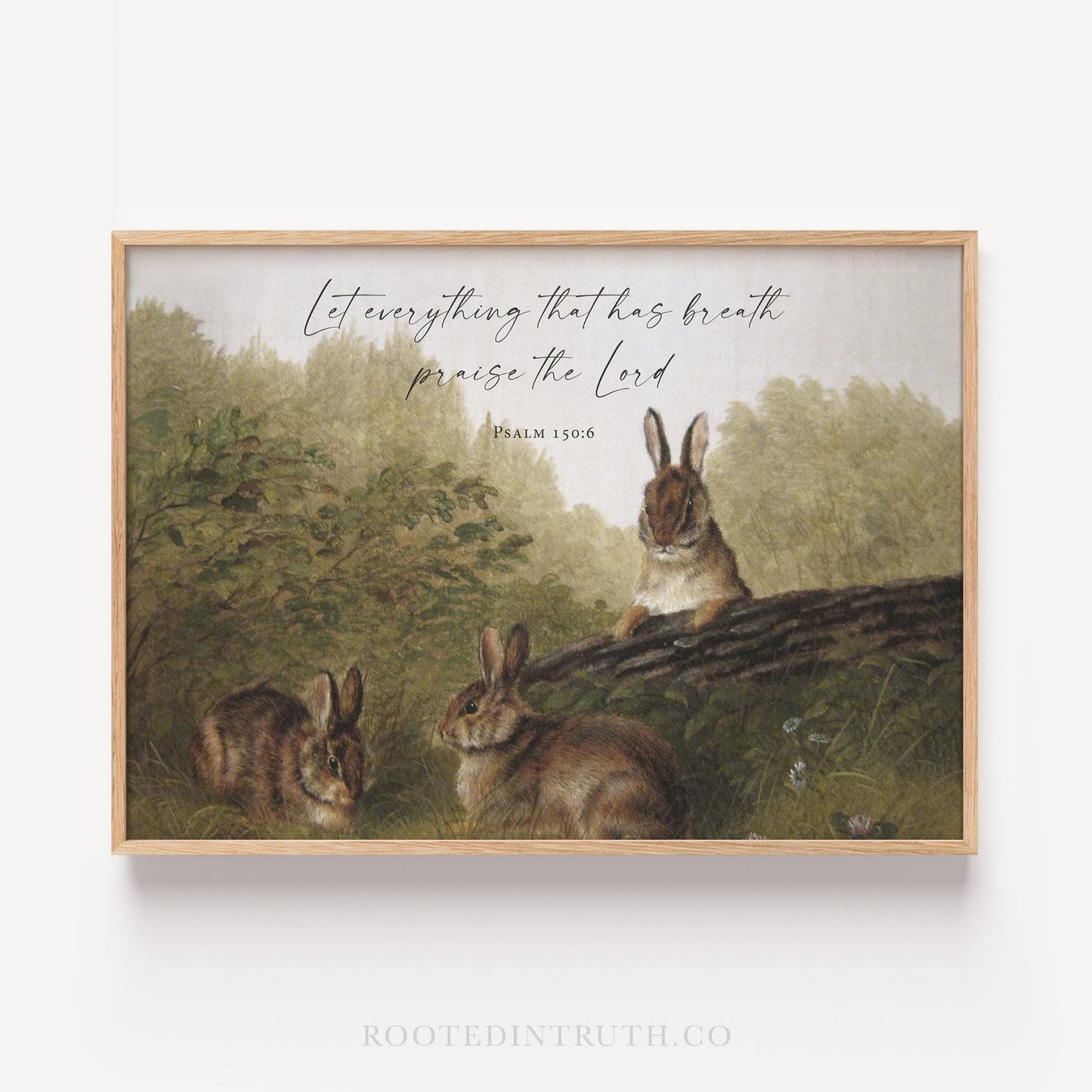 a painting of two rabbits with a quote