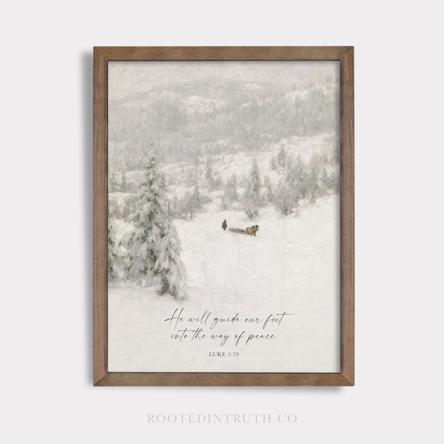 a painting of a person on a sled in the snow