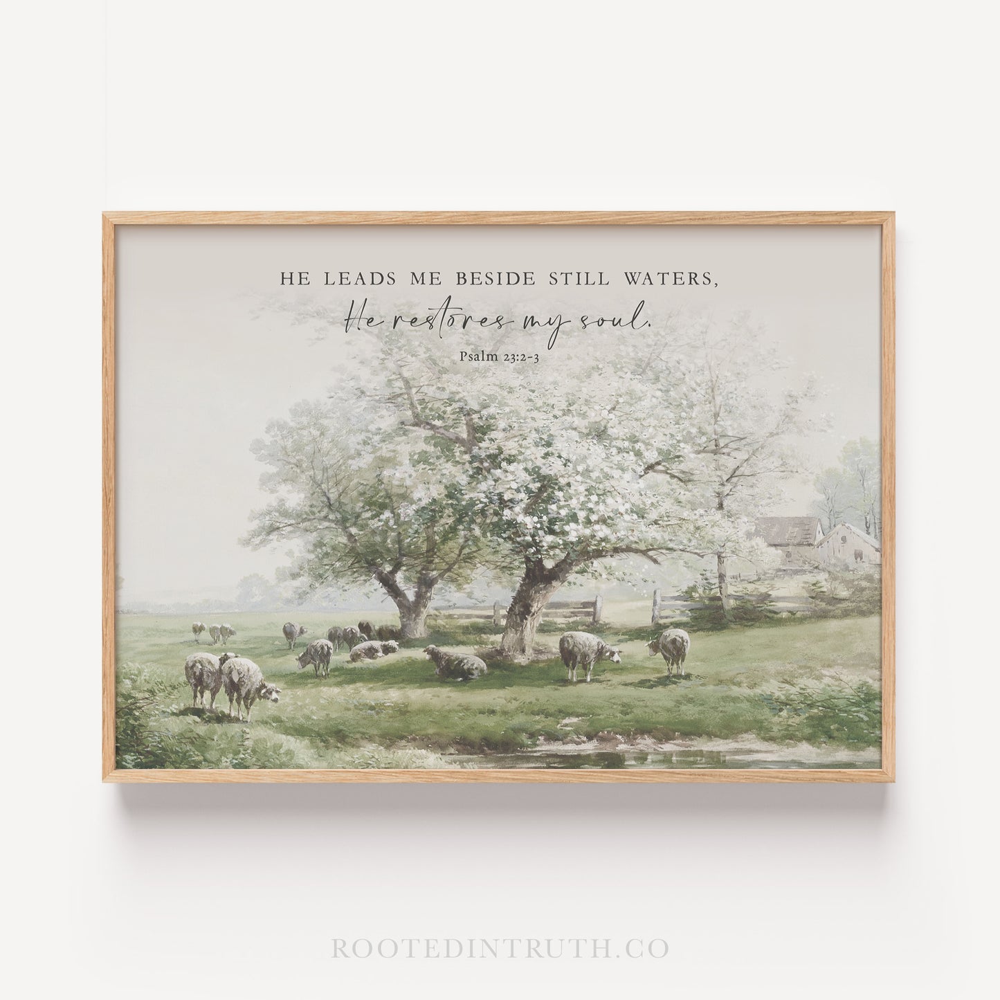 a painting of sheep grazing under a tree