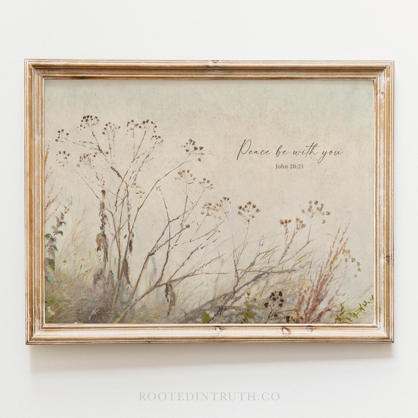 a painting on a wall with a quote above it