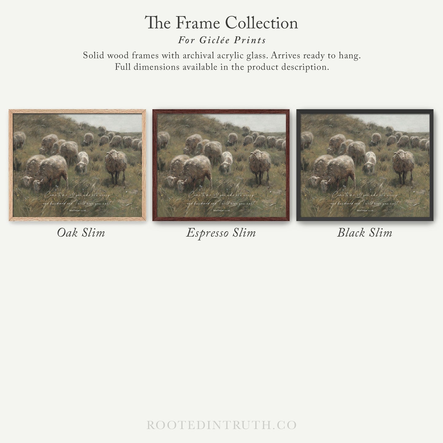 The image is a collection of three framed prints, each depicting a pastoral scene with a flock of sheep grazing in a field. The frames are solid wood and have a vintage aesthetic, with a focus on the natural textures and colors of the sheep and the landscape.