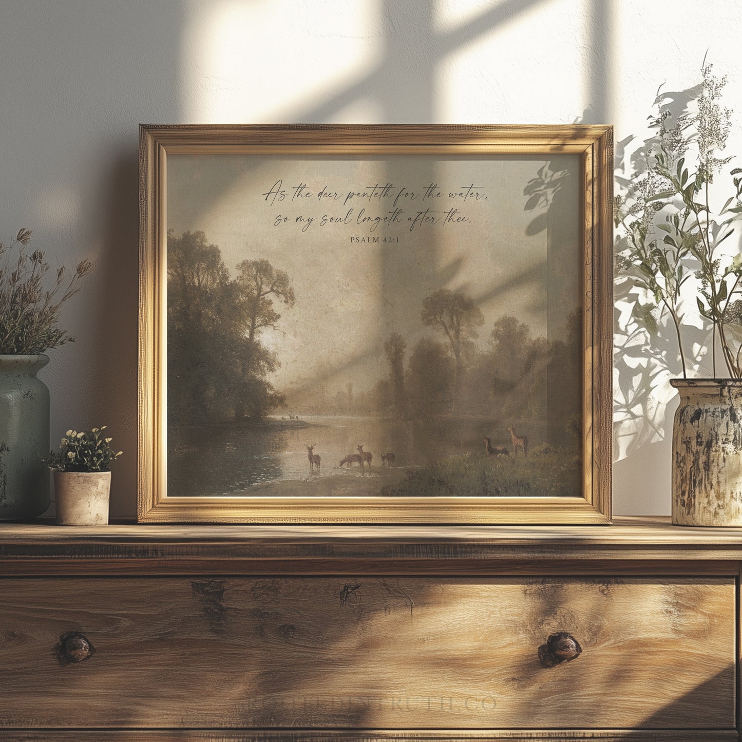 a picture of a painting on a dresser