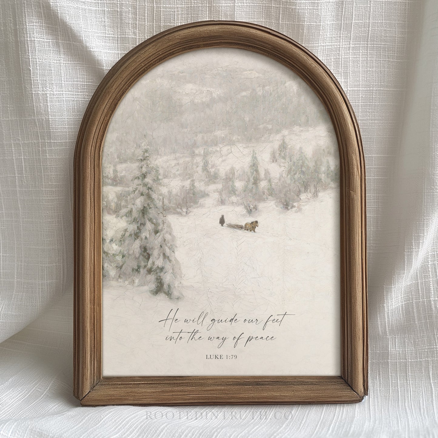 a picture frame with a picture of a dog in the snow