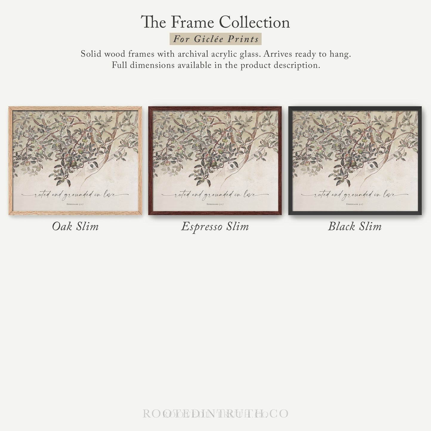 The image is a collection of three framed prints, each with a different design and color, showcasing the variety of options available for purchasing.