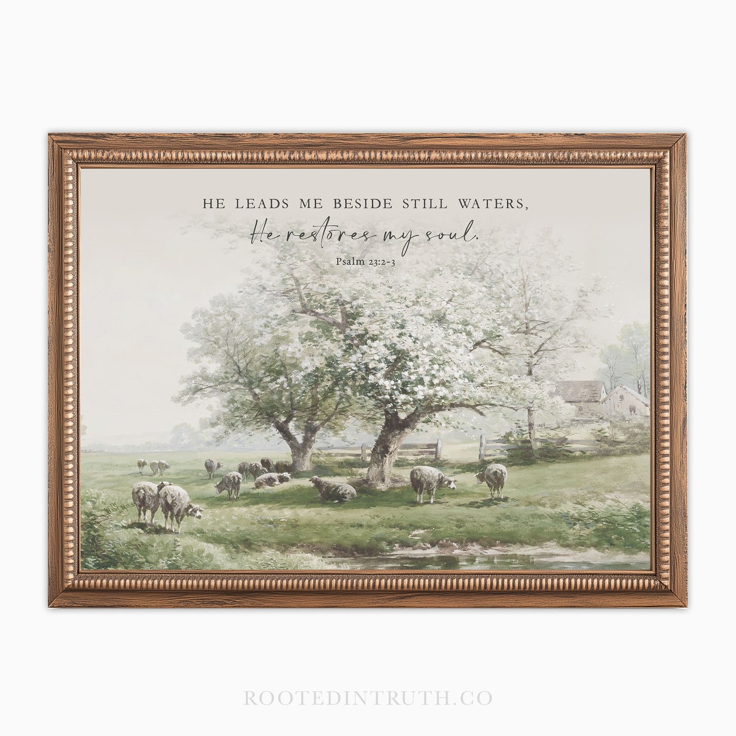 a painting of sheep grazing in a field