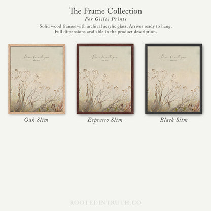 The image is a collection of three framed prints, each with a different frame color and style, showcasing the variety of options available for purchasing.
