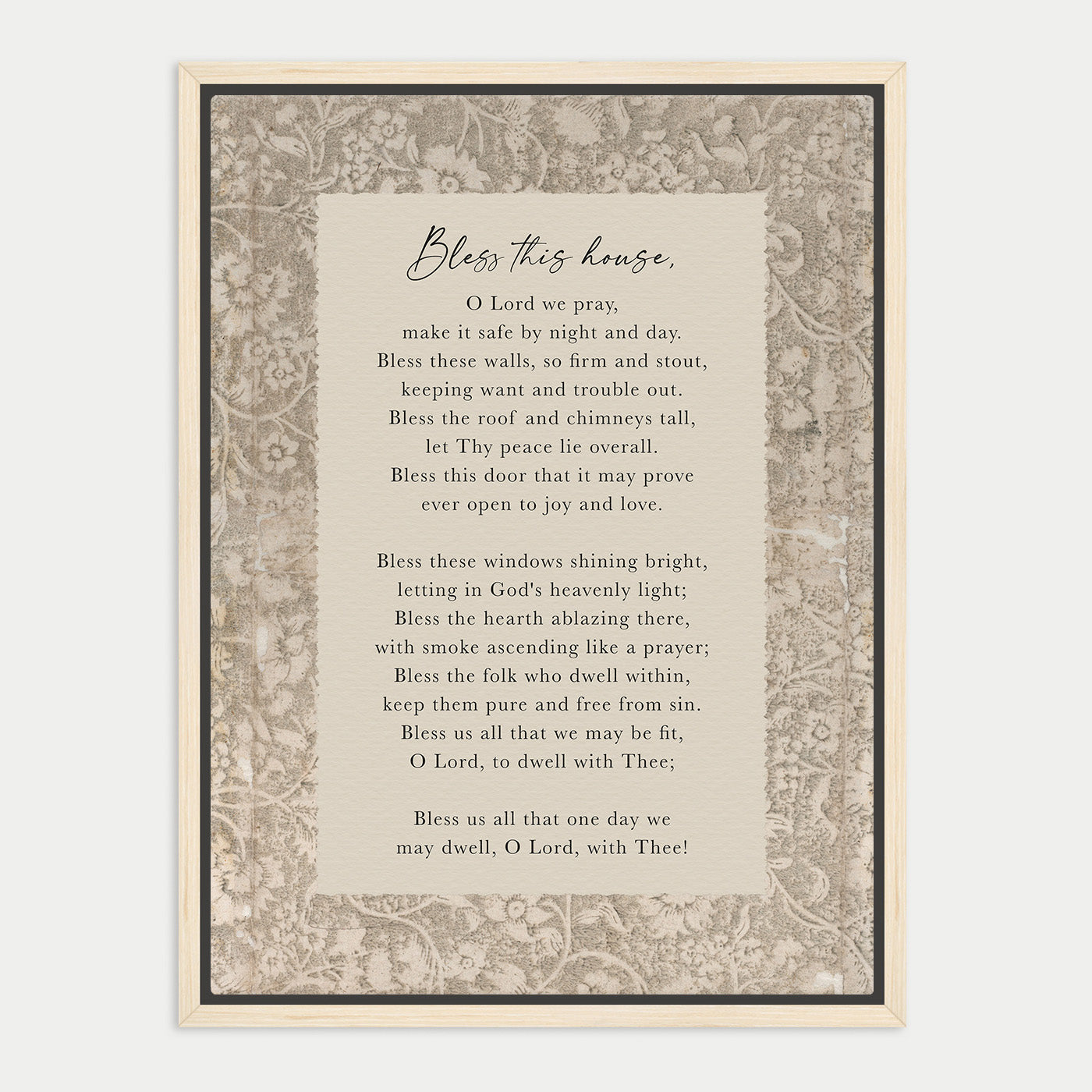 a religious text or prayer, framed with a decorative border. The text appears to be in English and is written in a serif font. The image does not contain any specific details about the content or the context, and it does not depict any visual elements. The text is not a photograph and does not show any specific objects or scenes. The image is a single, continuous piece of text.