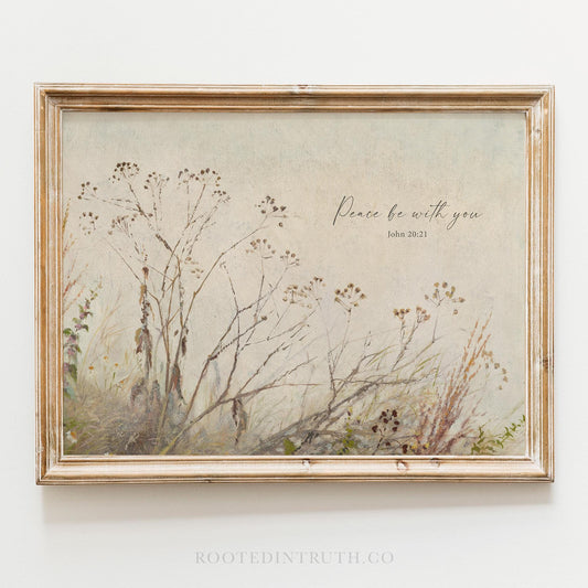 a painting on a wall with a quote above it