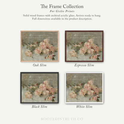 The image is a collection of four framed prints, each with a different color and frame style, showcasing the variety of options available for purchasing or displaying artwork.