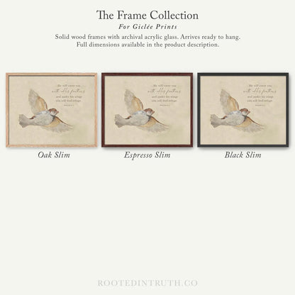 The image is a collection of three framed prints, each with a different color and style, showcasing the frames for giraffe prints.