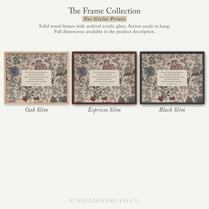 The image is a collection of three framed prints, each with a different color and design, arranged in a row.