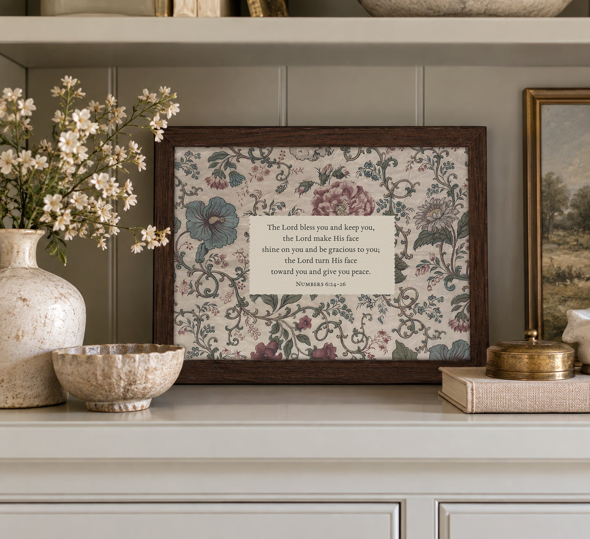 Bless and Keep You Floral Art Print & Canvas