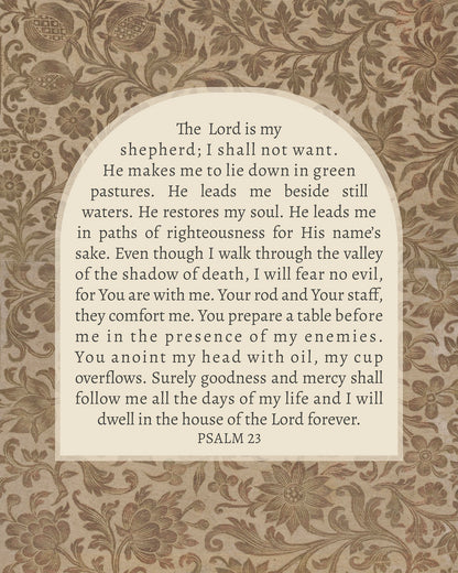 Psalm 23 Textile Art Print & Canvas