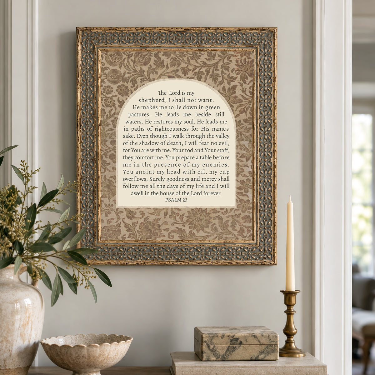 Psalm 23 Textile Art Print & Canvas
