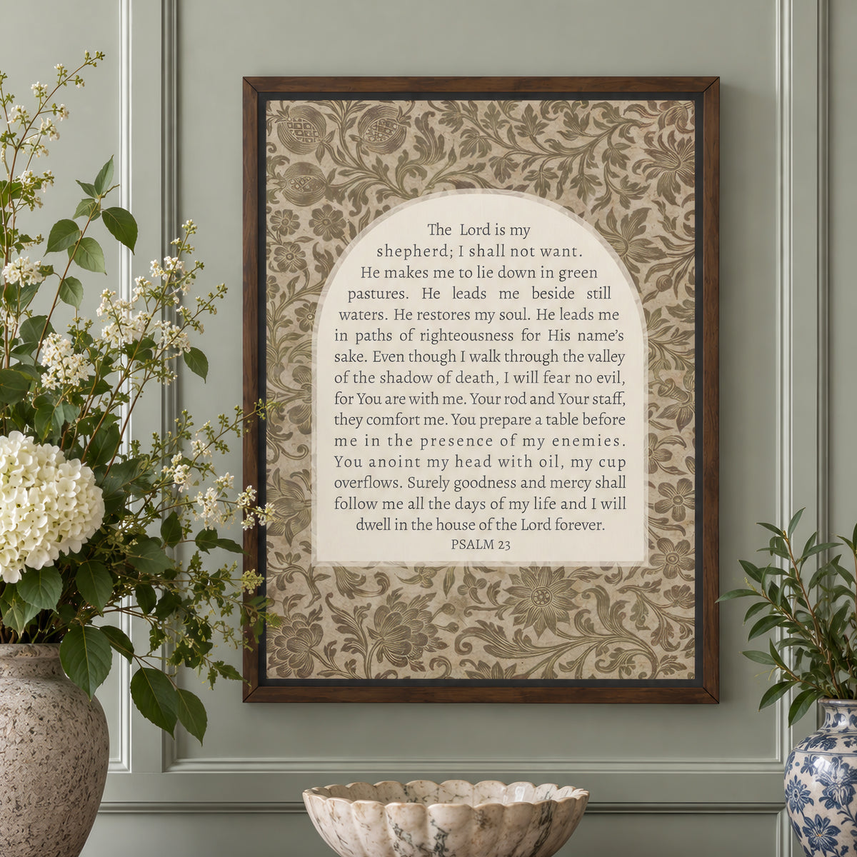 Psalm 23 Textile Art Print & Canvas