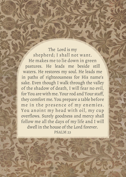 Psalm 23 Textile Art Print & Canvas