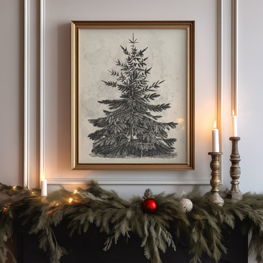 Vintage Pine Tree Wall Art Print