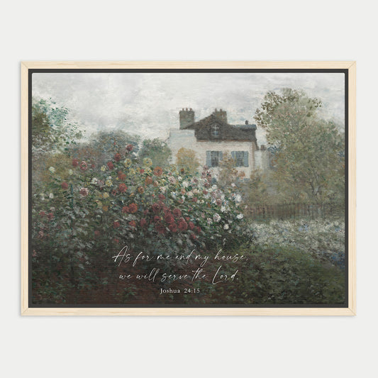 a house surrounded by a lush garden filled with colorful flowers.