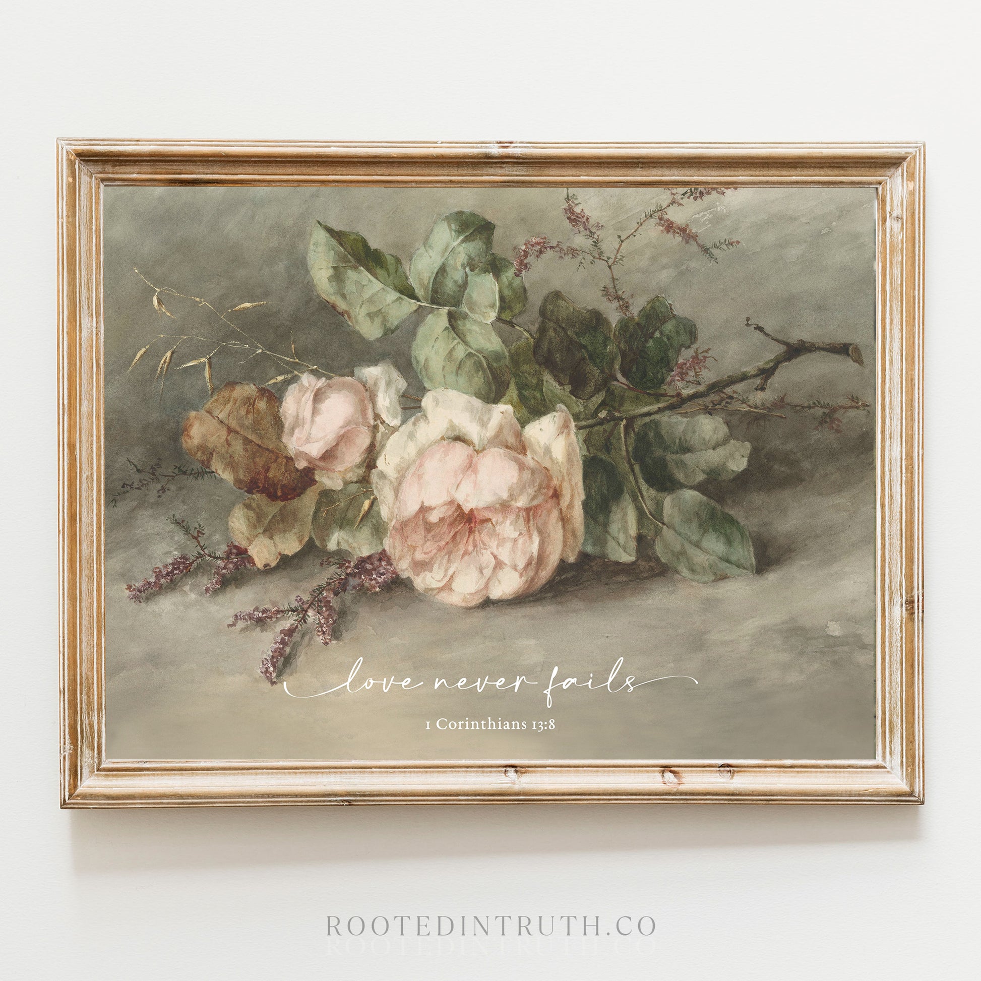 a painting of flowers on a white wall