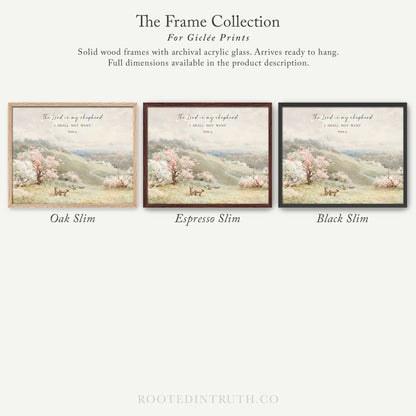 The image is a collection of three framed prints, each with a different color and style, showcasing the variety of options available for purchasing.