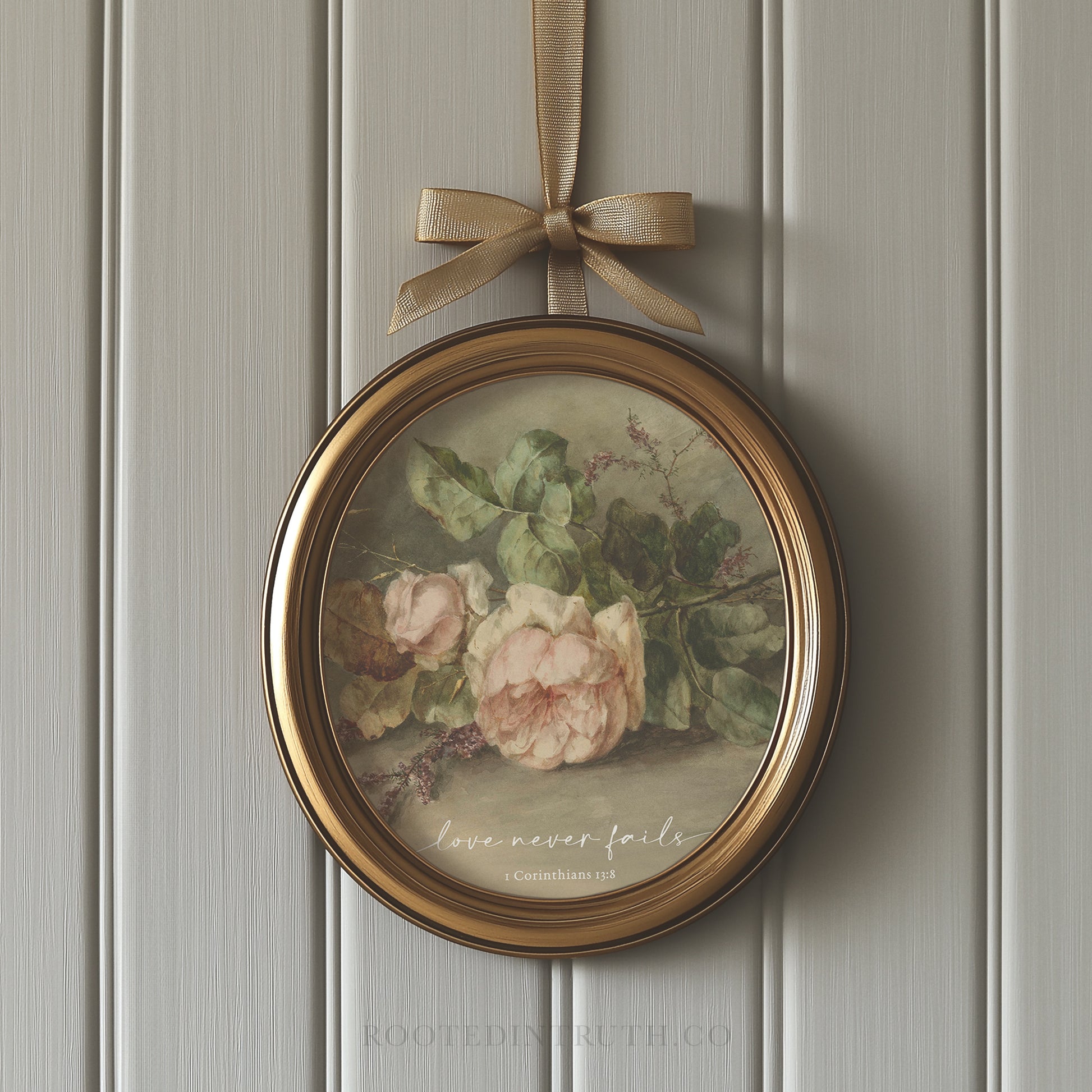 a painting of flowers hanging on a wall