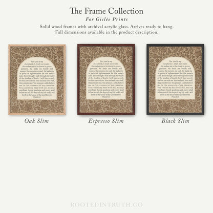 The image is a collection of three framed prints, each with a different color and design, arranged in a row.