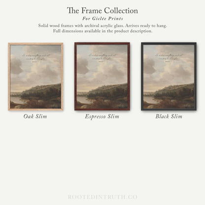 The image is a collection of three framed prints, each with a different color and style, arranged in a row.
